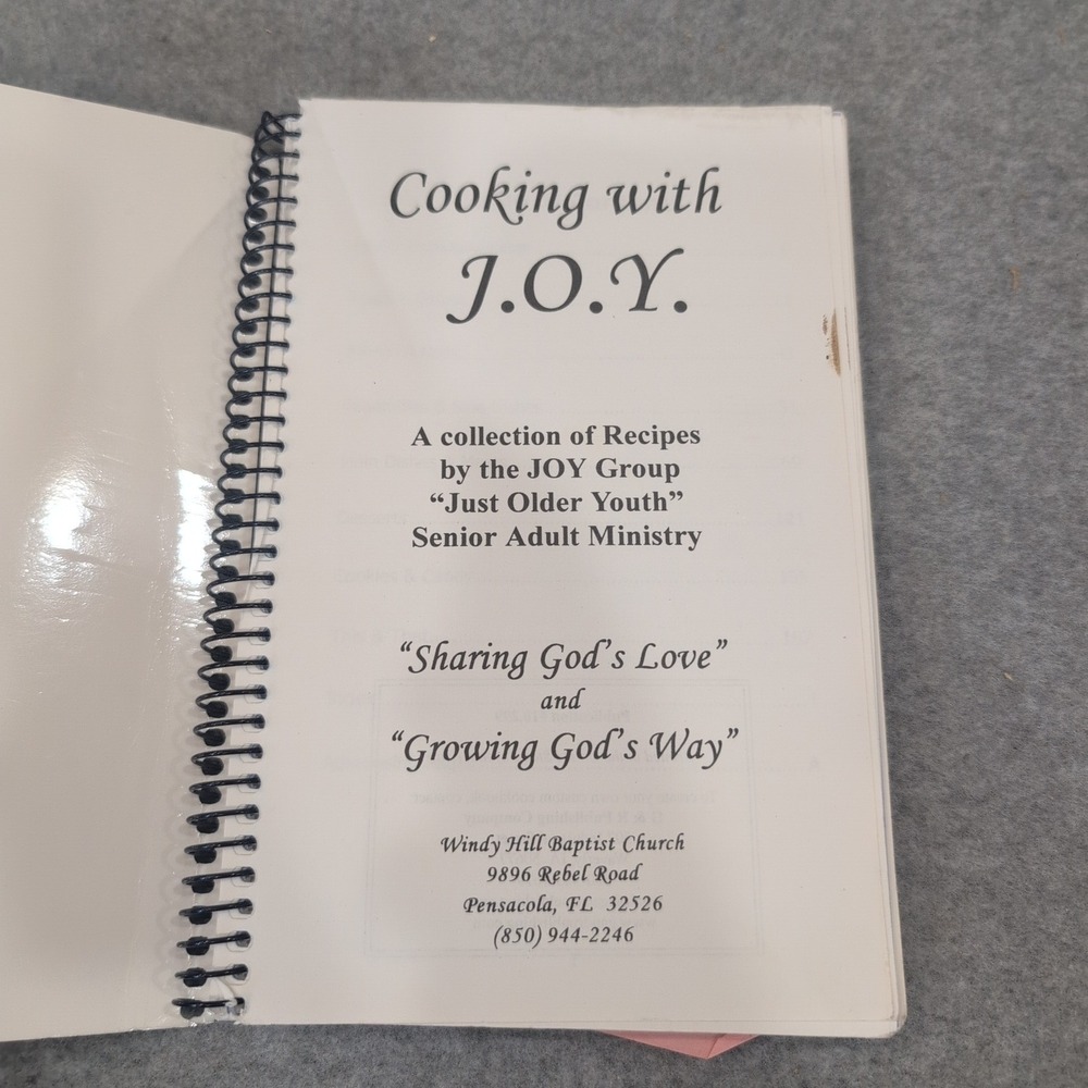 Cooking with J.O.Y. Windy Hill Baptist Church Pensacola FL Spiral Cookbook VG - Picture 2 of 3